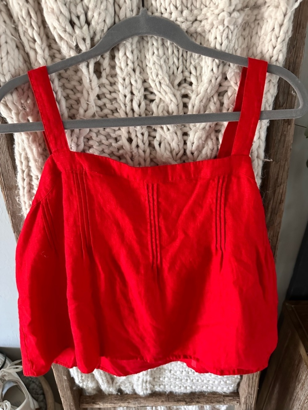 J. Crew Bright Red Square-Neck Tank Top